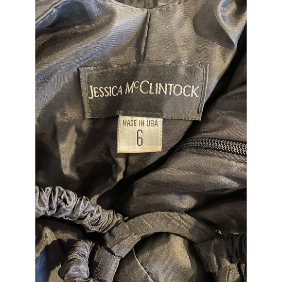 VINTAGE JESSICA McCLINTOCK BLACK TEIRED MINI PARTY DRESS SZ 6 GOTH FAIRY PROM - Picture 5 of 6